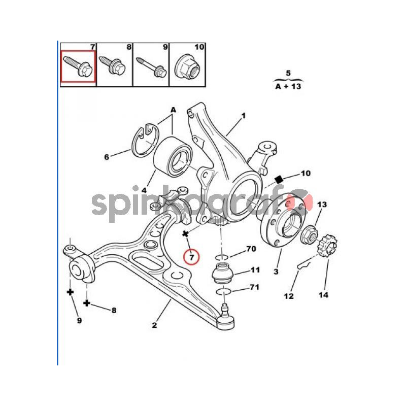 Śruba sworznia wahacza PSA 362264 | PEUGEOT 806,EXPERT
