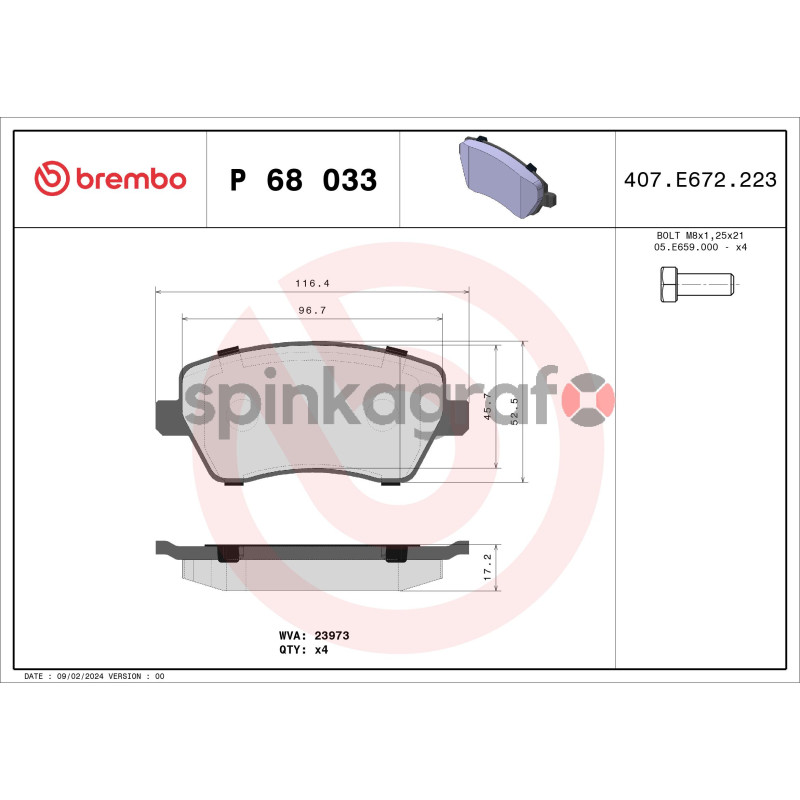 Klocki hamulcowe (przód) BREMBO P 68 033 | DACIA,LADA,MERCEDES-BENZ,NISSAN,RENAULT (4106000Q0K,410601817R,410604076R,410604775R, Klocki hamulcowe (przód) BREMBO P 68 033 | DACIA,LADA,MERCEDES-BENZ,NISSAN,RENAULT (4106000Q0K,410601817R,410604076R,410604775R,