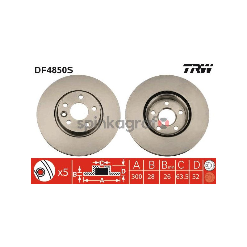 Tarcza hamulcowa ( przód ) TRW DF4850S | FORD,VOLVO GALAXY,MONDEO IV,MONDEO IV Estate,MONDE Tarcza hamulcowa ( przód ) TRW DF4850S | FORD,VOLVO GALAXY,MONDEO IV,MONDEO IV Estate,MONDE