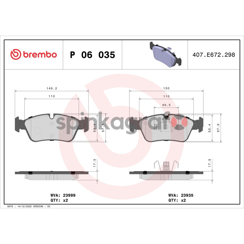 Klocki hamulcowe (przód) BREMBO P 06 035 | BMW (34112288849,34112288851,34116767147,34116767149,34116769763) Klocki hamulcowe (przód) BREMBO P 06 035 | BMW (34112288849,34112288851,34116767147,34116767149,34116769763)