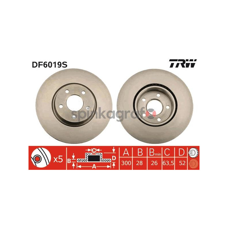 Tarcza hamulcowa ( przód ) TRW DF6019S | FORD MONDEO IV 03/2007> Tarcza hamulcowa ( przód ) TRW DF6019S | FORD MONDEO IV 03/2007>