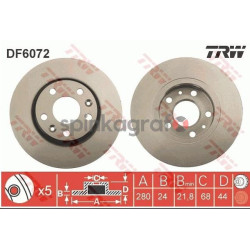Tarcza hamulcowa ( przód ) TRW DF6072 | Renault GRAND SCENIC III, LAGUNA III, MEGANE CC, MEGANE III, IV, Fluence, Dacia Duster