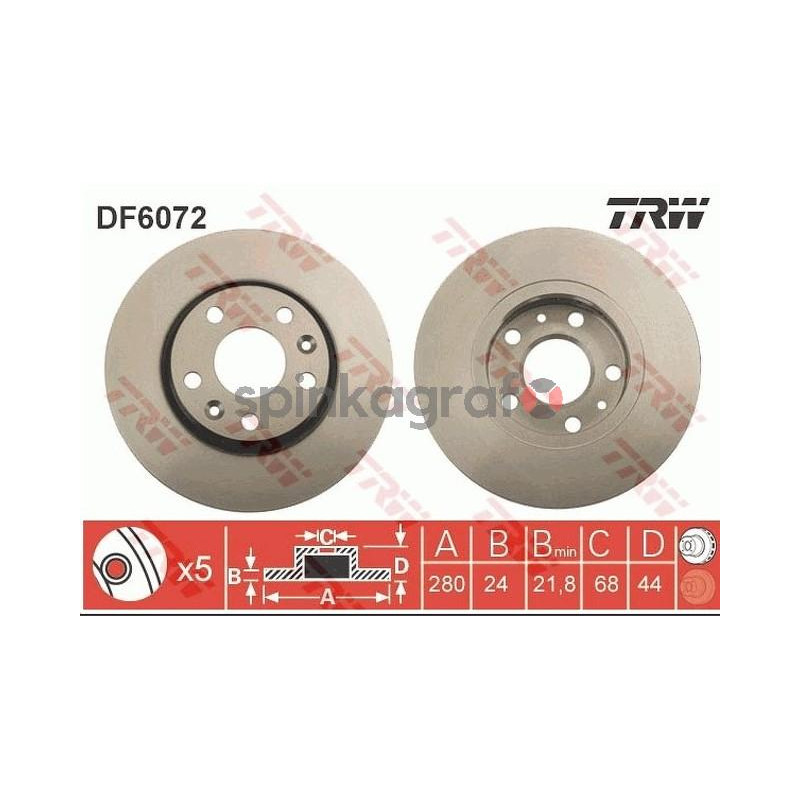 Tarcza hamulcowa ( przód ) TRW DF6072 | Renault GRAND SCENIC III, LAGUNA III, MEGANE CC, MEGANE III, IV, Fluence, Dacia Duster Tarcza hamulcowa ( przód ) TRW DF6072 | Renault GRAND SCENIC III, LAGUNA III, MEGANE CC, MEGANE III, IV, Fluence, Dacia Duster