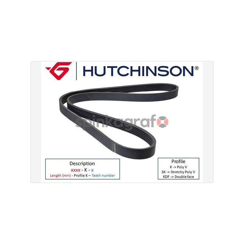 Pasek osprzętu HUTCHINSON 1070 K 6 | AUDI,SEAT,SKODA,VW (03L903137T,9675874480) Pasek osprzętu HUTCHINSON 1070 K 6 | AUDI,SEAT,SKODA,VW (03L903137T,9675874480)