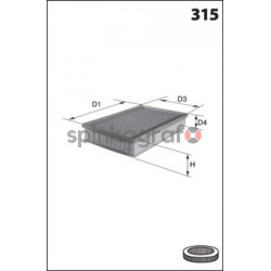 Filtr powietrza MECAFILTER ELP9188 | CITROEN C4, C4 PICASSO/P.307,308 2.0HDI (org.1444QP)
