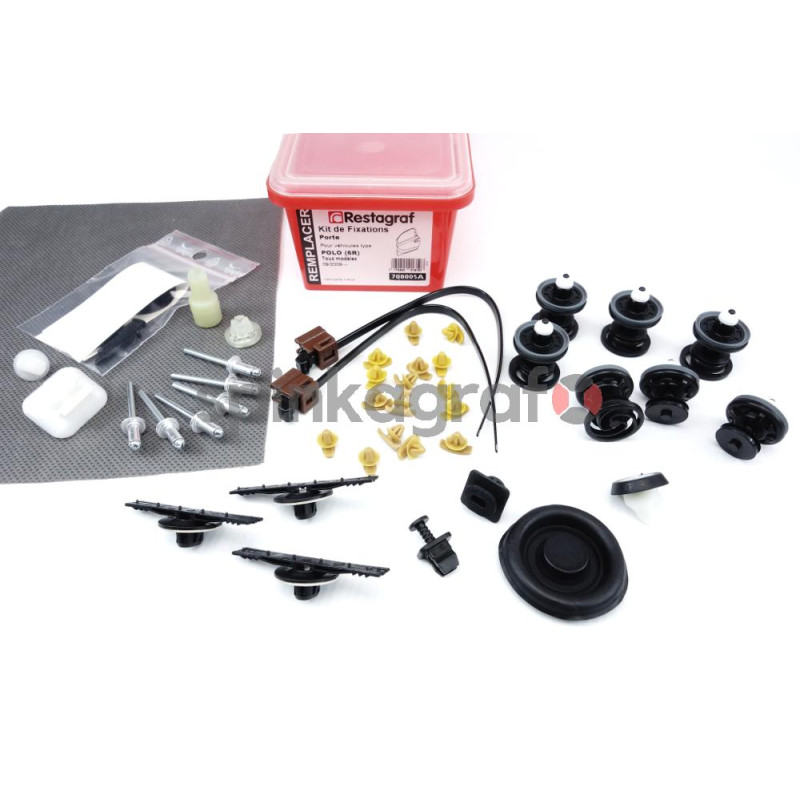 Zestaw spinek drzwi pełny RESTAGRAF 708005A | Zestaw mocowania /spinki/ drzwi przednich-tylnych /pełny/ VOLKSWAGEN POLO (6R) 3  
