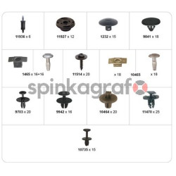Zestaw spinek RESTAGRAF 27 | mocowanie /spinki/ do aut Peugeot-Citroen 14 ref. - 235 szt. do aut PEUGEOT-CITROEN kasetka szt. 1 