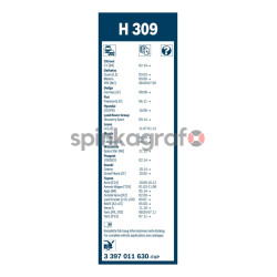 Pióro wycieraczki BOSCH 3397011630 | TOYOTA AVENSIS 09-, TOYOTA RAV 4 III 06-
