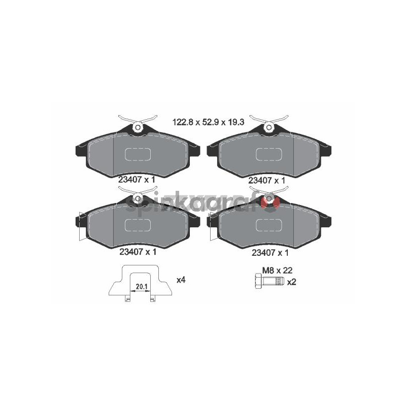 Klocki hamulcowe (przód) TEXTAR 2340702 | CITROËN (1611457180,1617257080,425236,425258,425345)