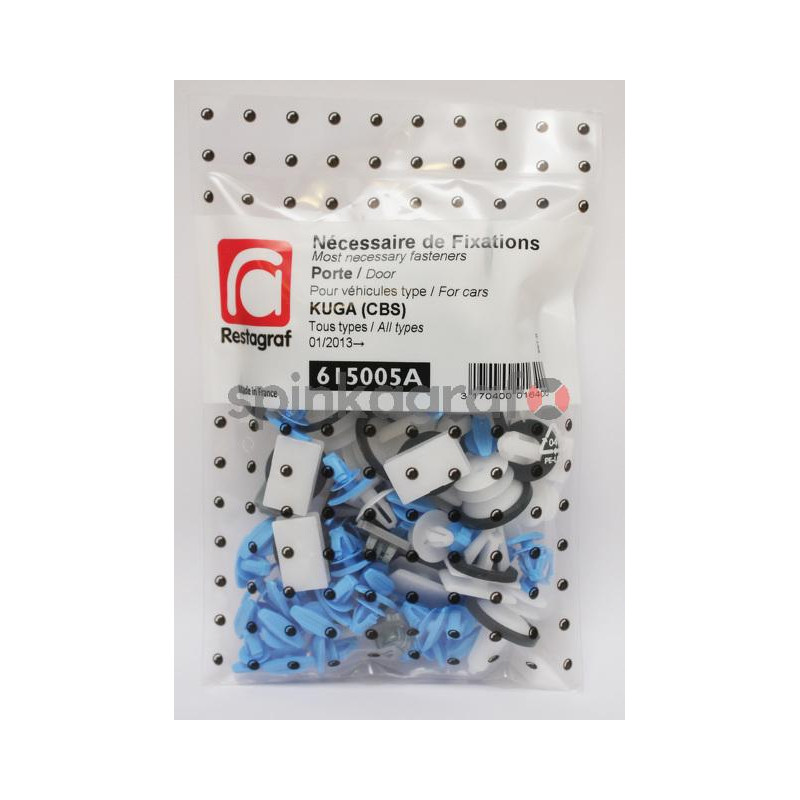 Zestaw spinek drzwi podstawowy RESTAGRAF 615005A | Zestaw mocowania /spinki/ drzwi przednich-tylnych /podstawowy/  FORD KUGA (CB