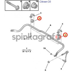 Guma drążka stabilizatora SASIC 2300004 | CITROEN C5,C6 PEUGEOT 407 24mm  (509499)