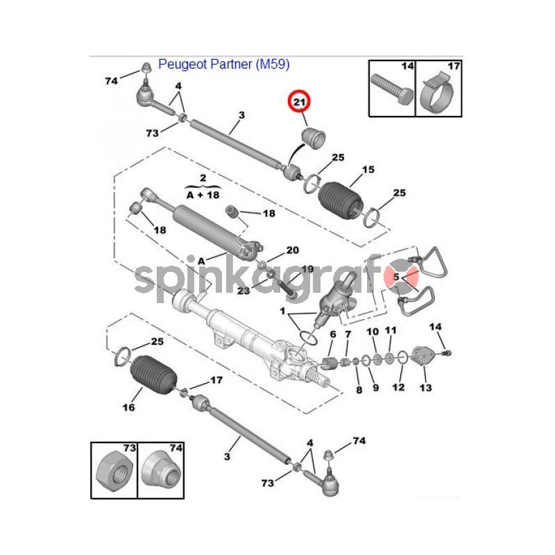 Osłona maglownicy SASIC 0664214 | PEUGEOT 605/CITROEN XM /kapturek/  (406621)
