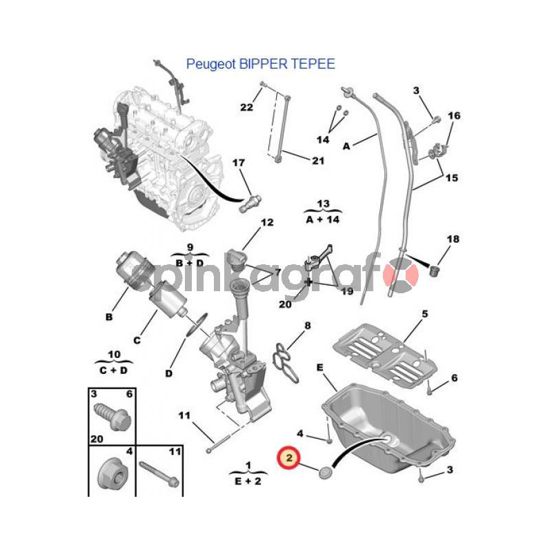 Korek spustowy oleju METALCAUCHO MC-5106 | CITROEN NEMO,PEUGEOT BIPPER mot. 1.3HDi  22x150 (031142)