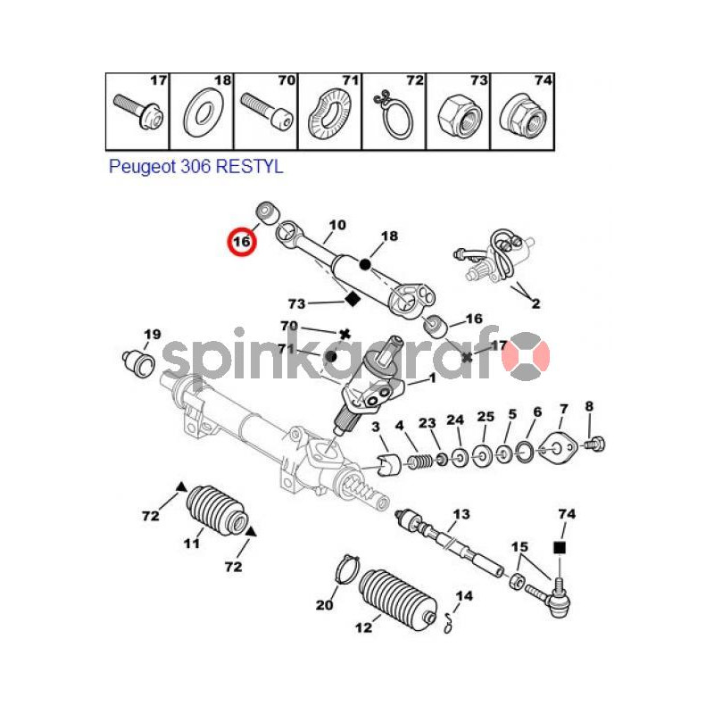 Zestaw naprawczy maglownicy SASIC 0594064 | PEUGEOT/CITROEN (405906) Zestaw naprawczy maglownicy SASIC 0594064 | PEUGEOT/CITROEN (405906)