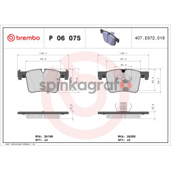 Klocki hamulcowe (przód) BREMBO P 06 075 | BMW (34106799801,34106856191,34106859181,34106859182,34112464194)