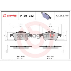 Klocki hamulcowe (przód) BREMBO P 59 042 | CADILLAC,CITROËN,DAIMLER,FORD,JAGUAR (1233679,1324300,13322091,1360254,1360304)