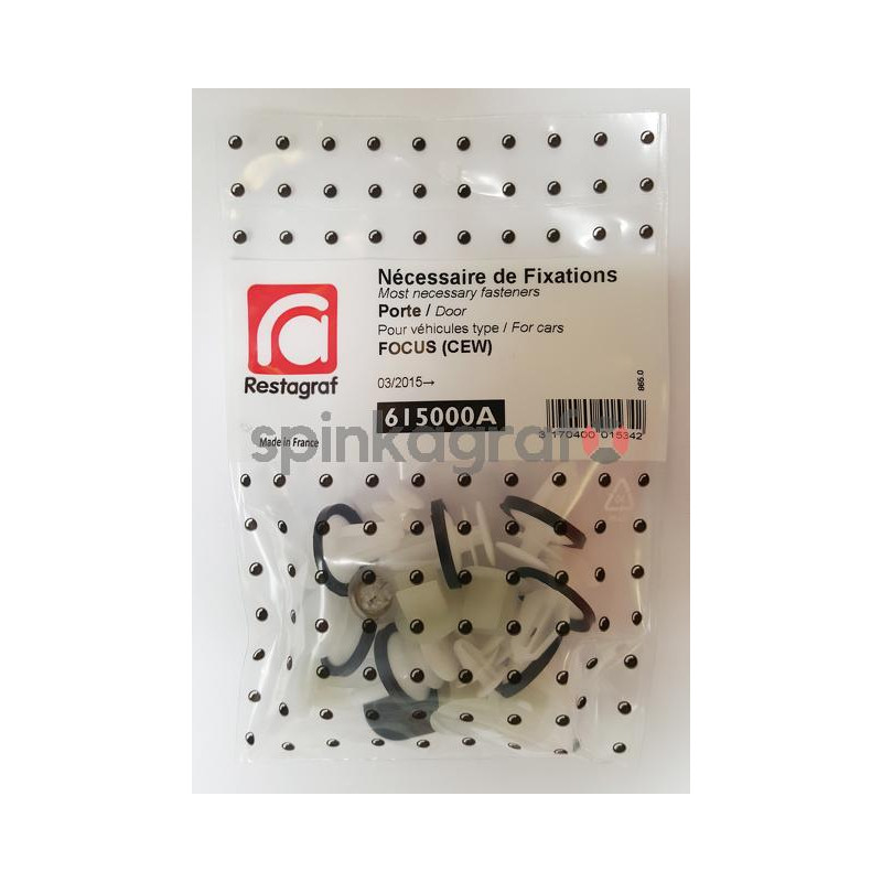 Zestaw spinek drzwi podstawowy RESTAGRAF 615000A | Zestaw mocowania /spinki/ drzwi przednich /podstawowy/  FORD FOCUS (CEW)