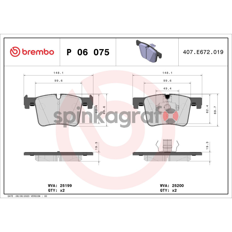 Klocki hamulcowe (przód) BREMBO P 06 075 | BMW (34106799801,34106856191,34106859181,34106859182,34112464194) Klocki hamulcowe (przód) BREMBO P 06 075 | BMW (34106799801,34106856191,34106859181,34106859182,34112464194)