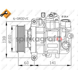 Kompresor klimatyzacji NRF 32263 | AUDI,SEAT (4E0260805AD,4E0260805AJ,4E0260805AP,4E0260805BA,4E0260805J)