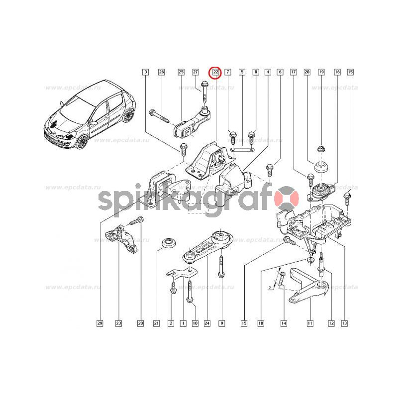 Poduszka silnika HUTCHINSON 586367 |  Renault CLIO III,MODUS,1.4,1.61.5DCI.2005-&gt; (8200140431)