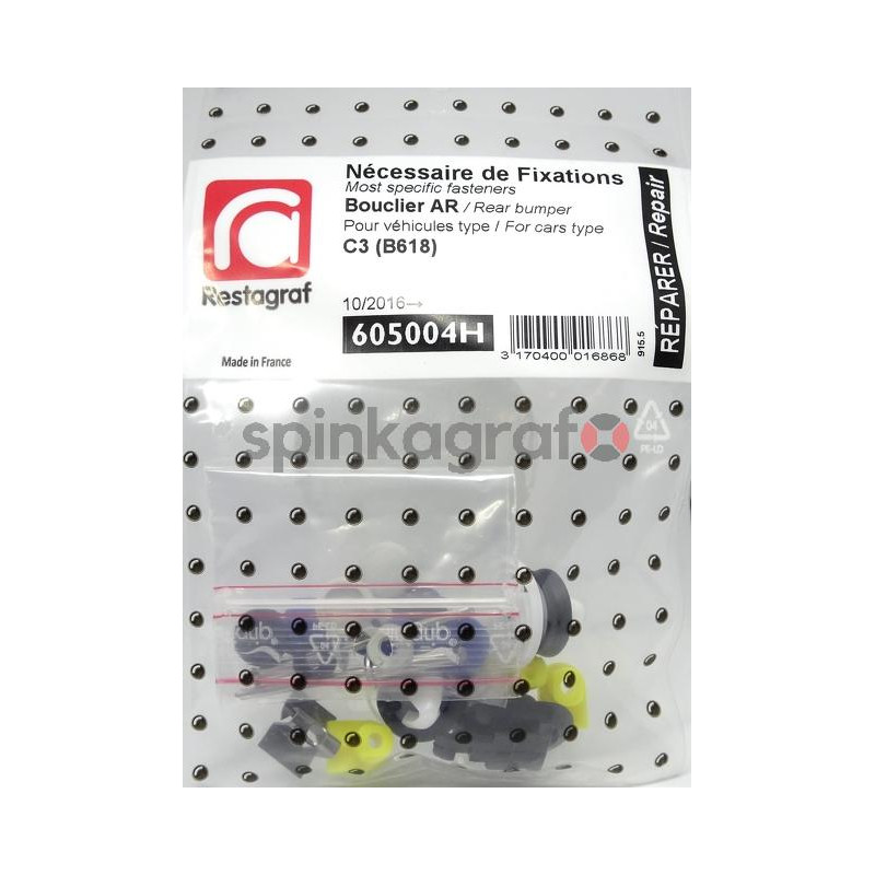 Zestaw spinek zderzaka tylnego podstawowy RESTAGRAF 605004H | CITROËN
