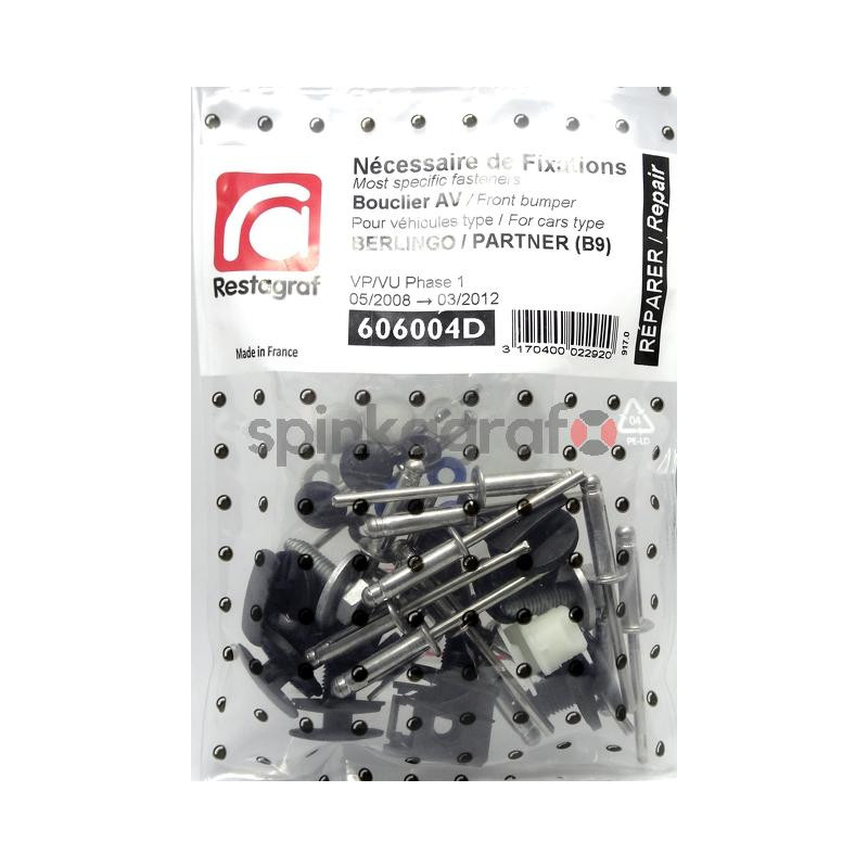 Zestaw spinek zderzaka przedniego podstawowy RESTAGRAF 606004D | CITROËN,PEUGEOT Zestaw spinek zderzaka przedniego podstawowy RESTAGRAF 606004D | CITROËN,PEUGEOT