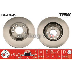 Tarcza hamulcowa ( przód ) TRW DF4764S | AUDI Q7 06- PORSCHE CAYENNE 02- TOUAREG 2004-2010