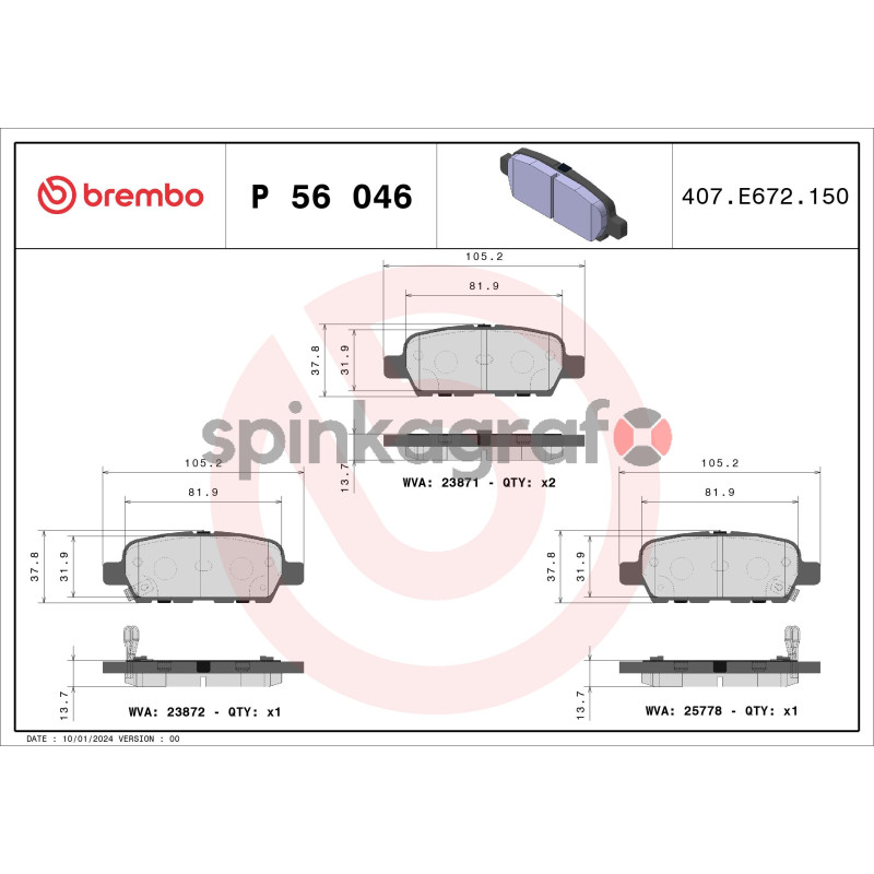 Klocki hamulcowe (przód) BREMBO P 56 046 | INFINITI,NISSAN,RENAULT (410601408R,440000027R,440608H385,44060AL585,44060AL586) Klocki hamulcowe (przód) BREMBO P 56 046 | INFINITI,NISSAN,RENAULT (410601408R,440000027R,440608H385,44060AL585,44060AL586)