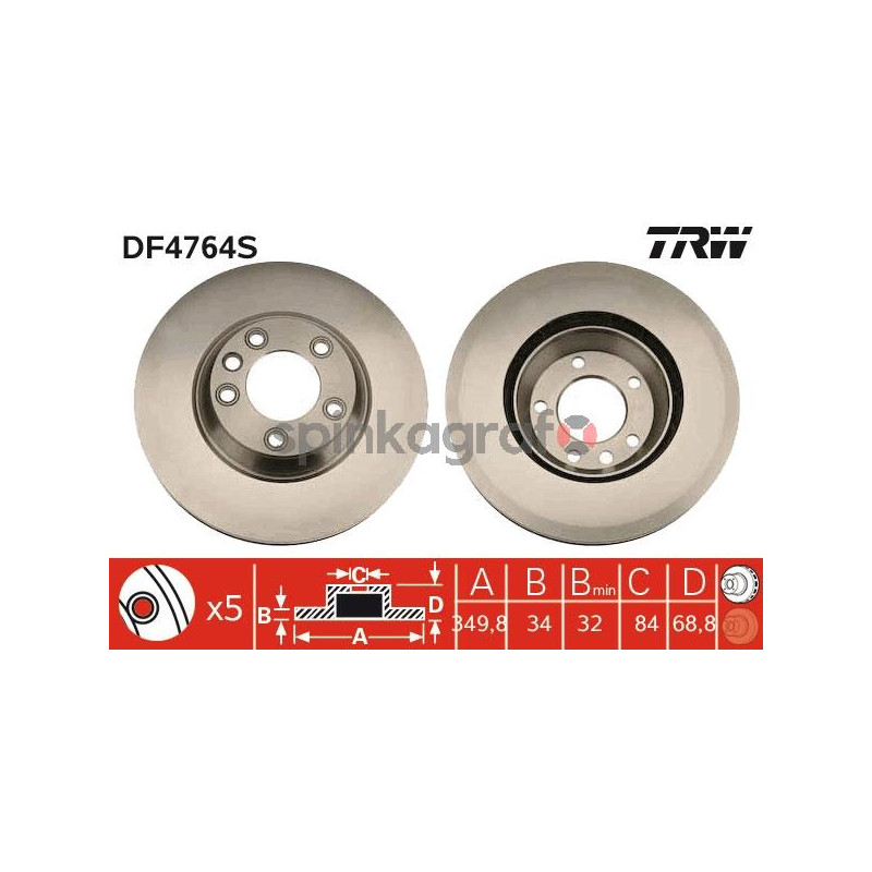 Tarcza hamulcowa ( przód ) TRW DF4764S | AUDI Q7 06- PORSCHE CAYENNE 02- TOUAREG 2004-2010 Tarcza hamulcowa ( przód ) TRW DF4764S | AUDI Q7 06- PORSCHE CAYENNE 02- TOUAREG 2004-2010