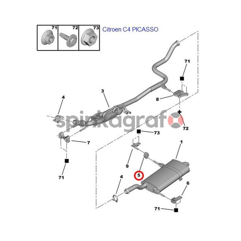 Mocowanie tłumika SASIC 2950015 | CITROEN C4 PICASSO,C5,BERLINGO PEUGEOT 3008,508,5008 (1755N4)