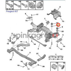 Poduszka sanek METALCAUCHO MC-5976 | PEUGEOT 407 (350430)