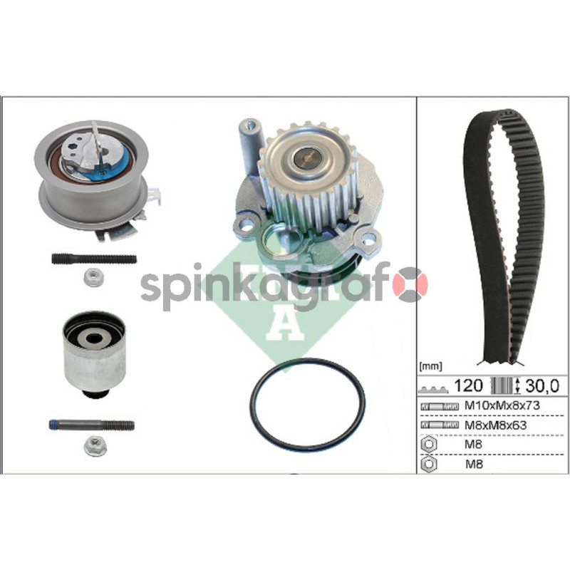 Zestaw paska rozrządu z pompą INA 530 0201 32 | AUDI A2, A3, A4 B6, A4 B7, A6 C5; FORD GALAXY I; SEAT ALHAMBRA, ALTEA, XL, IBIZA