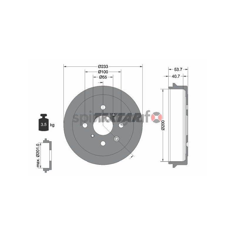 Bęben hamulcowy TEXTAR 94026500 | CITROËN,PEUGEOT,TOYOTA (424310H010,424748)