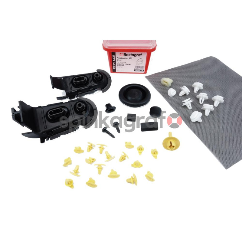 Zestaw spinek drzwi pełny RESTAGRAF 715003A | Zestaw mocowania /spinki/ drzwi przednich-tylnych  /pełny/ FORD FIESTA (CCN)  3-5 