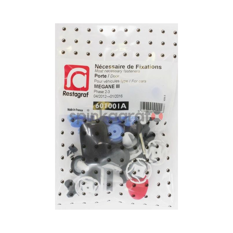 Zestaw spinek drzwi podstawowy RESTAGRAF 601001A | Zestaw mocowania /spinki/drzwi przednich-tylnych /podstawowy/ RENAULT MEGAN Zestaw spinek drzwi podstawowy RESTAGRAF 601001A | Zestaw mocowania /spinki/drzwi przednich-tylnych /podstawowy/ RENAULT MEGAN