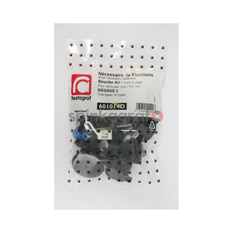 Zestaw spinek zderzaka przedniego podstawowy RESTAGRAF 601014D | Zestaw mocowania /spinki/ zderzaka przód /podstawowy/ RENAULT Zestaw spinek zderzaka przedniego podstawowy RESTAGRAF 601014D | Zestaw mocowania /spinki/ zderzaka przód /podstawowy/ RENAULT