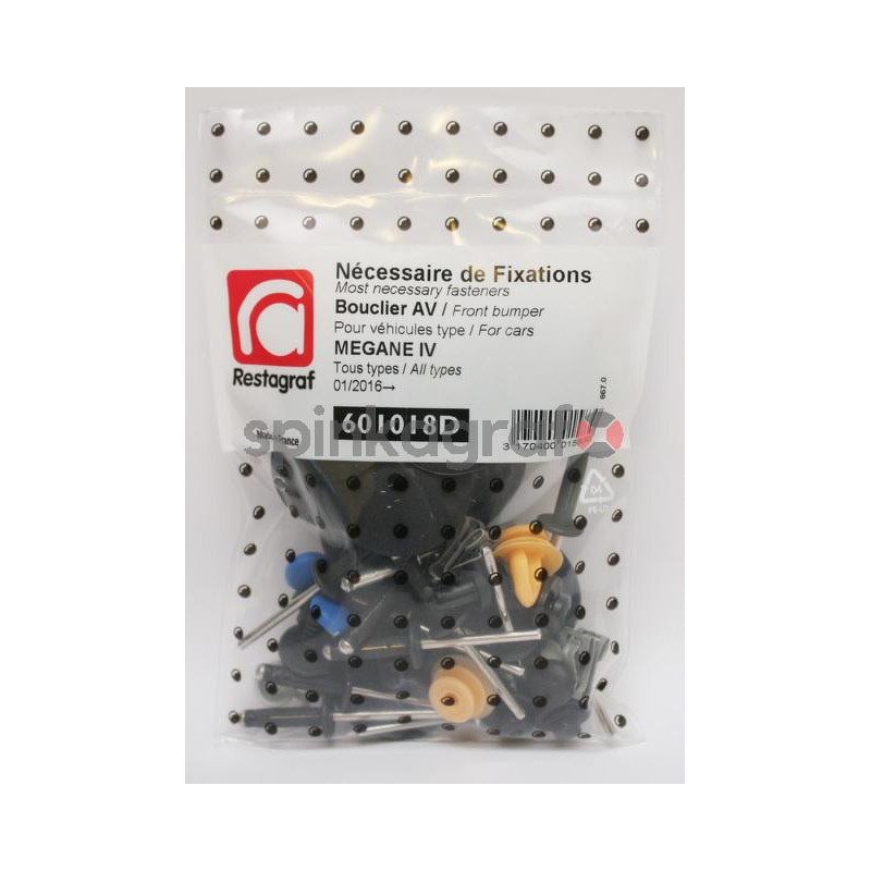 Zestaw spinek zderzaka przedniego podstawowy RESTAGRAF 601018D | Zestaw mocowania /spinki/ zderzaka przód /podstawowy/ RENAULT Zestaw spinek zderzaka przedniego podstawowy RESTAGRAF 601018D | Zestaw mocowania /spinki/ zderzaka przód /podstawowy/ RENAULT