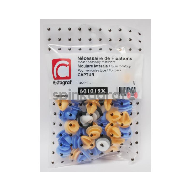 Zestaw spinek listwy progowej RESTAGRAF 601019X | Zestaw mocowania /spinki/ listwy bocznej /podstawowy/ RENAULT CAPTUR Ph1 (7641