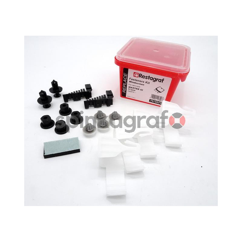 Zestaw spinek szyby przedniej pełny RESTAGRAF 701004Y | RENAULT (727250905R)