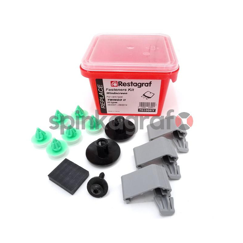 Zestaw spinek szyby przedniej pełny RESTAGRAF 701008Y | RENAULT (727251129R)