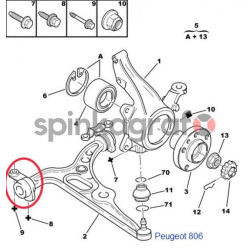 Tuleja wahacza METALCAUCHO MC-2981 | PEUGEOT 806;C.EVASION(3520P4)