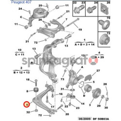 Tuleja wahacza METALCAUCHO MC-4957 | PEUGEOT 407,Citroen C6/C5 II(3520N6)