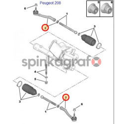 Końcówka drążka SASIC 8173683 | PEUGEOT 207,208*CITROEN C3 PICASSO  (381768)