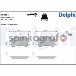 Klocki hamulcowe (przód) DELPHI LP2191 | NISSAN,OPEL,RENAULT (4406000Q0H,4406000Q0L,4406000Q1J,4406000Q20,440600264R)