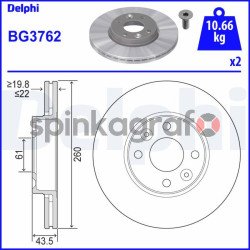 Tarcza hamulcowa ( przód ) DELPHI BG3762 | DACIA,NISSAN,RENAULT (40206AX600,40206AX602,40206AX603,7701207795)