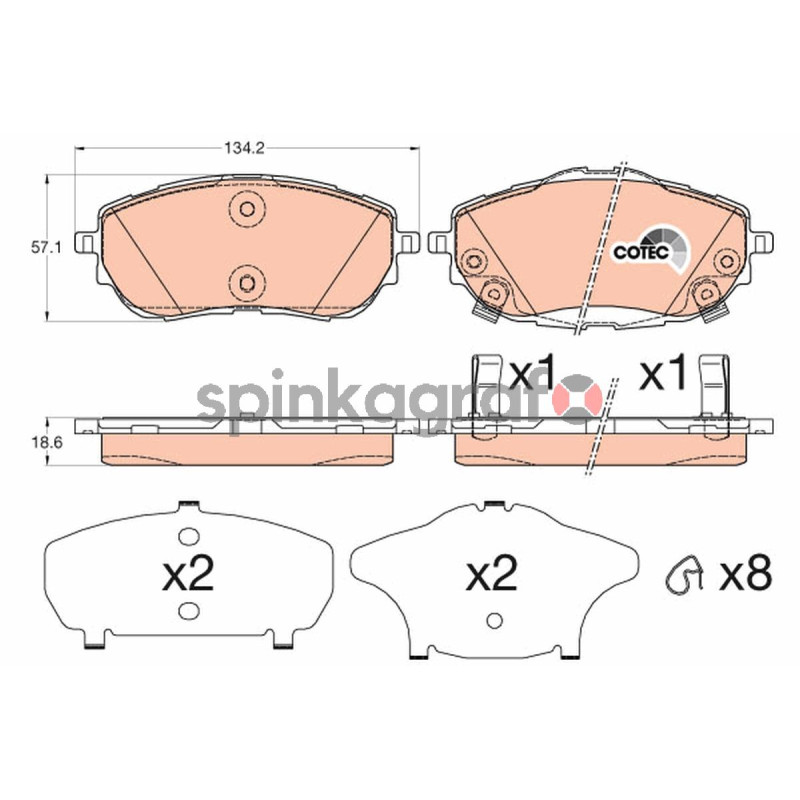 Klocki hamulcowe (przód) TRW GDB3598 | TOYOTA (0446502390,0446502391)