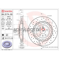 Tarcza hamulcowa ( przód ) BREMBO 09.D174.53 | AUDI 8V0615301D,8V0615301H,8V0615301Q,8V0615301R