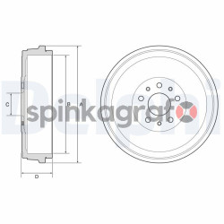 Bęben hamulcowy DELPHI BF629 | FIAT,OPEL,VAUXHALL 51940007,568001,95512101