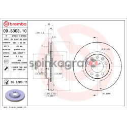 Tarcza hamulcowa ( przód ) BREMBO 09.8303.11 | PEUGEOT (4246P7,4246V4,4249L3)