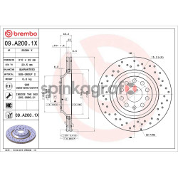 Tarcza hamulcowa ( przód ) BREMBO 09.A200.1X | AUDI,SEAT,SKODA,VW (1K0615601N,3QD615601A,5Q0615601E,5QM615601A)